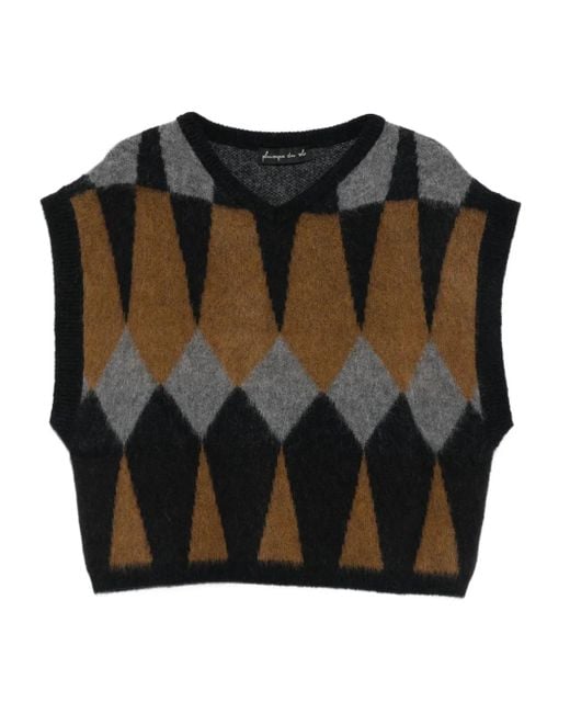 Phisique Du Role Black Geometric Jacquard Vest
