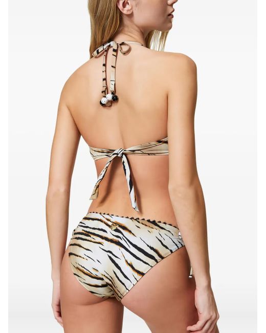 Twinset Brown Underwire Tiger-Print Bikini Top