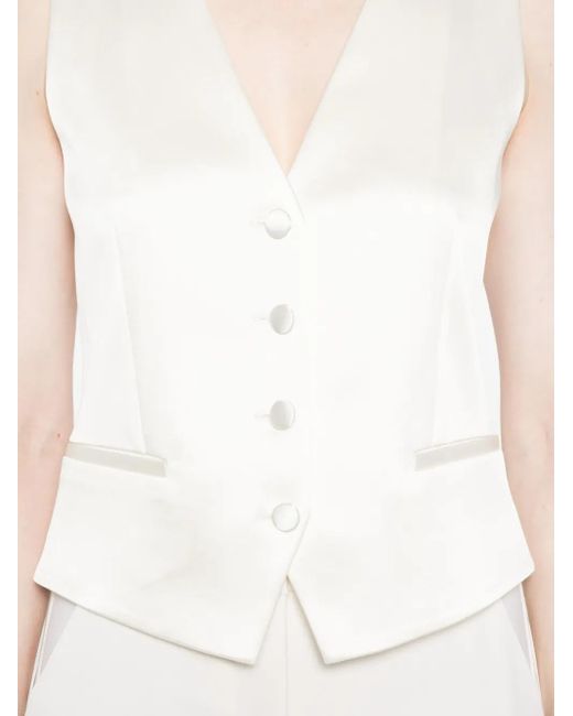 P.A.R.O.S.H. White Button-Fastening Waistcoat