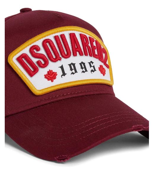 DSquared² Red Baseball Cap Gabardine for men
