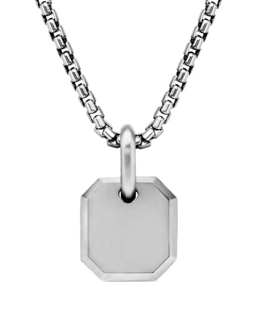 David Yurman White Sterling Octagonal Amulet Pendant for men