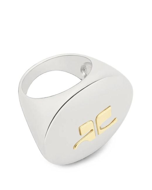 Courreges White Ac Ring Mit Logo-Schild