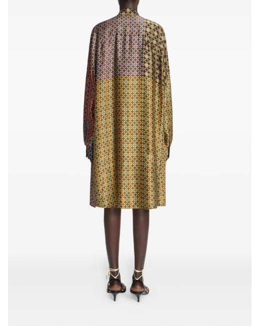 Dries Van Noten Blousejurk Met Geometrische Print in het Green