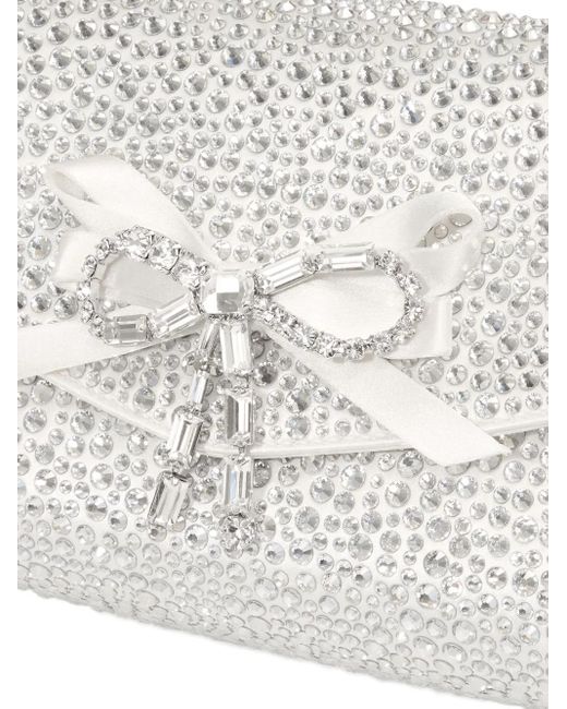 Jimmy Choo White Mini Sac Soft Bow À Ornements En Cristal