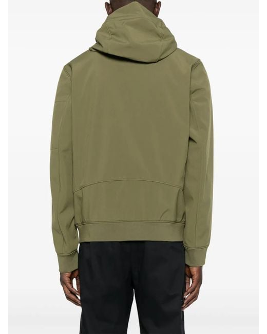 C P Company Green Hooded Zip-Front Jacket for men