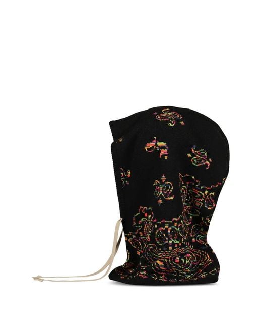 JUN/NAKAYAMA Black Paisley-Print Drawstring Balaclava for men