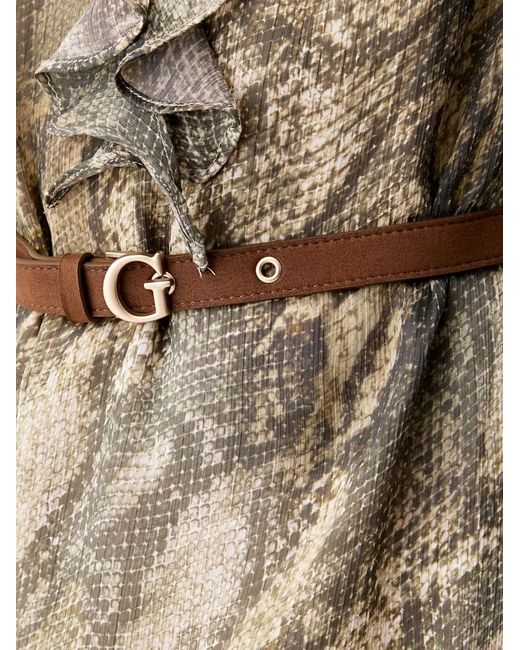 Guess Natural Animal-Print Ruffled Mini Dress