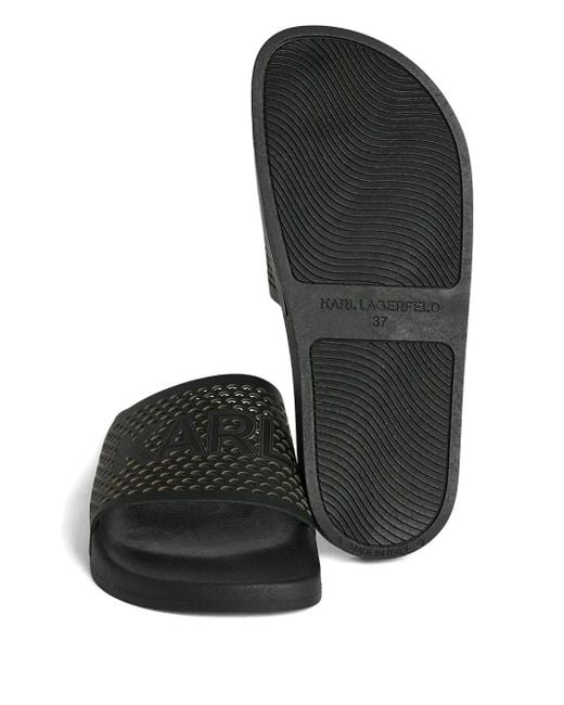 Karl Lagerfeld Black Leather Slides