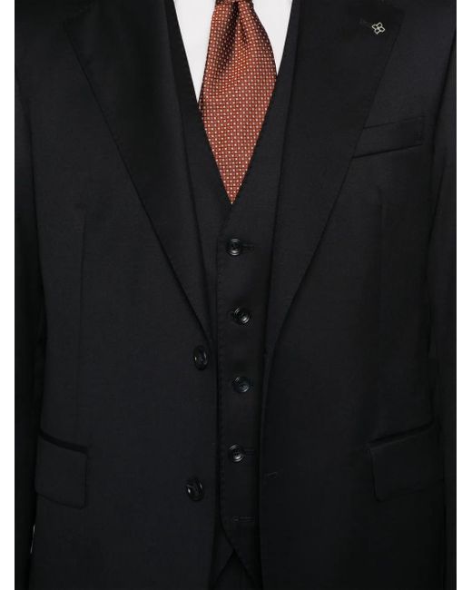 Tagliatore Black Virgin-Wool Suit for men