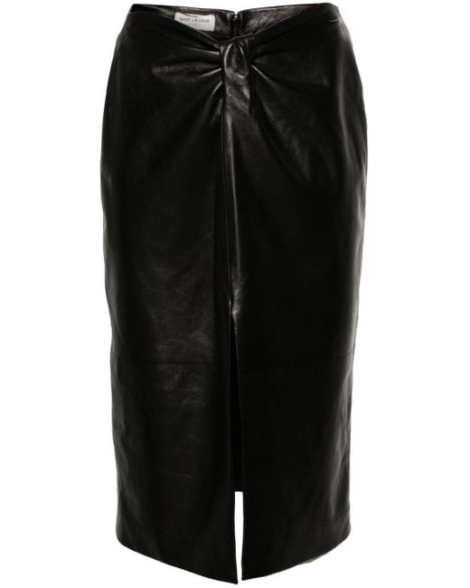 Saint Laurent Black Nappa Pencil Skirt