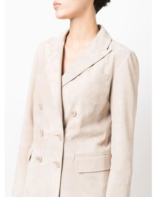 Desa Nineteenseventytwo Natural Double-Breasted Fitted Blazer