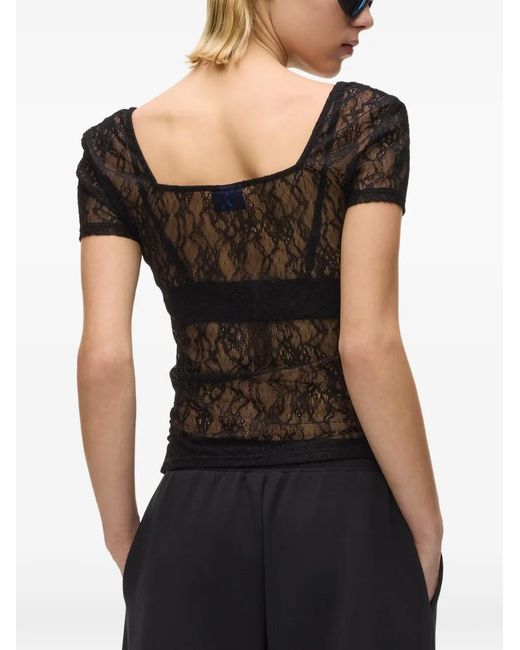 Karl Lagerfeld Black Lace Square-Neck Blouse