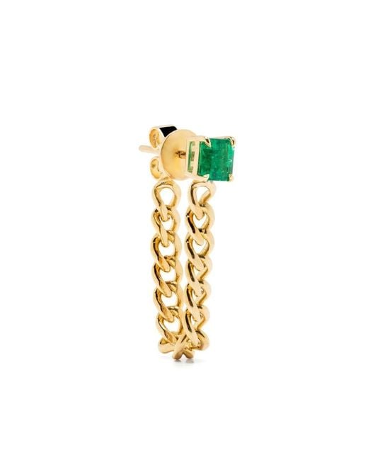 Anita Ko Metallic 18Kt Cuban Link Emerald Stud Earring