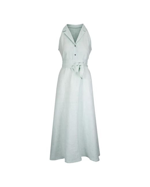 Kiton Blue Belted Sleeveless Maxi Dress