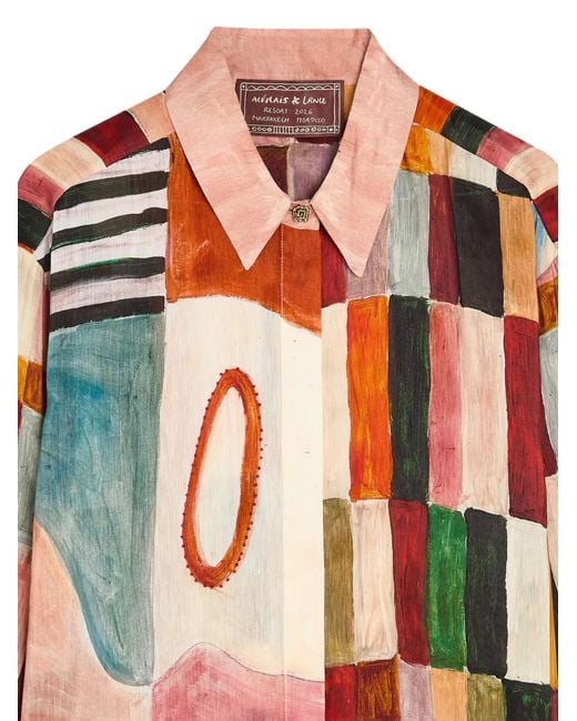 ALÉMAIS Orange Patchwork Buttoned Shirt
