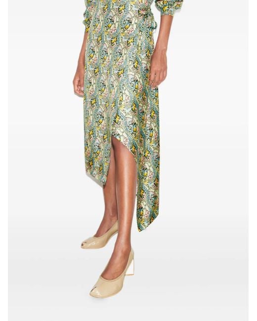 Tory Burch Green Silk Wrap Skirt