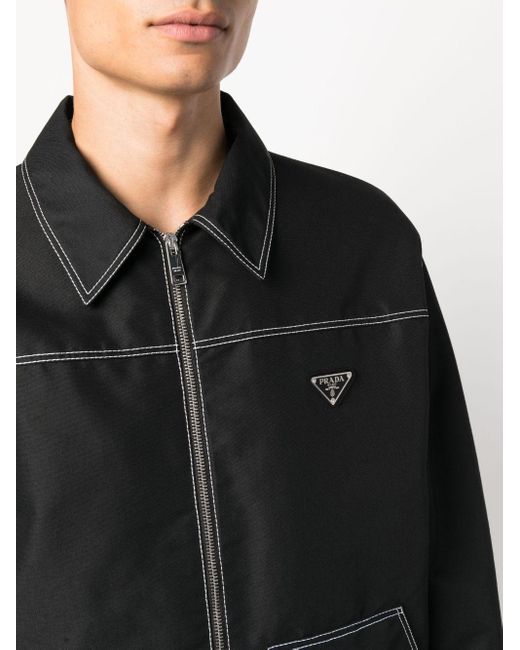 Prada Black Contrast-stitching Shirt Jacket for men