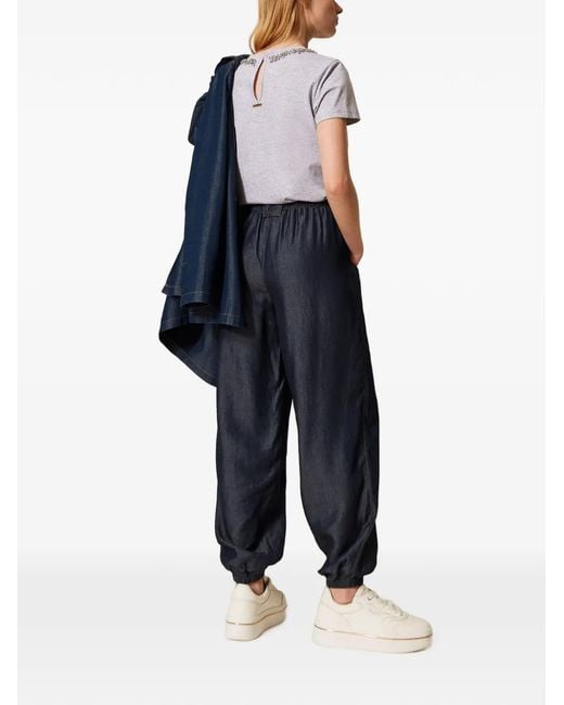 Twinset Blue Drawstring-Fastening Trousers