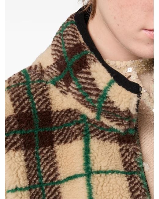 Miu Miu Black Checked Teddy Jacket With Zipper