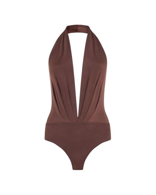 ANDAMANE Brown Zendaya Draped Bodysuit
