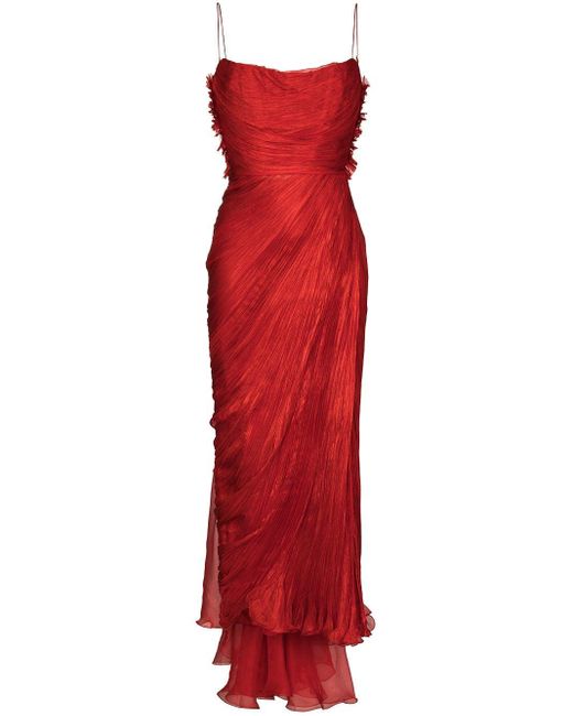maria lucia hohan siona draped silk dress Maria Lucia Hohan Siona Strappy Draped Dress in Red