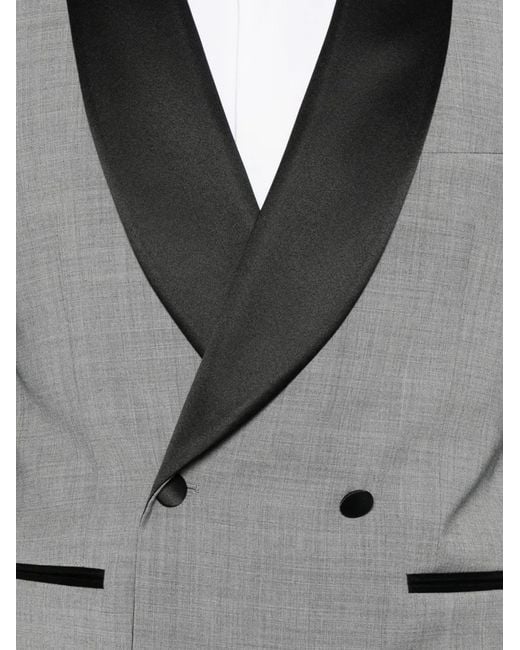 Manuel Ritz Gray Shawl-Lapel Double-Breasted Suit for men