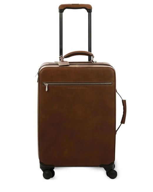 Brunello Cucinelli Brown Grained-Texture Luggage for men