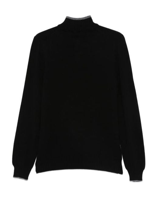 Fedeli Black Half-Zip Sweatshirt for men