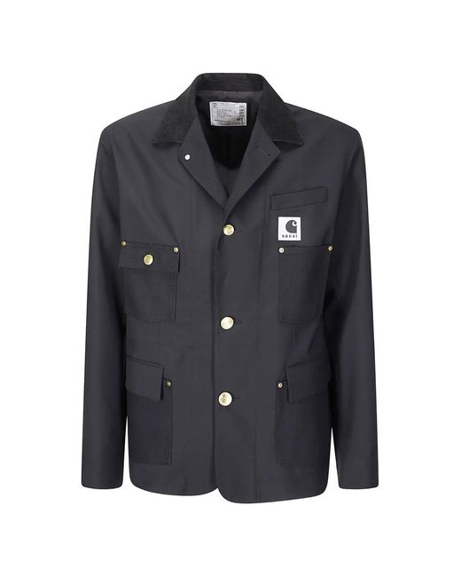 Sacai Black X Carhartt Wip Suiting X Duck Corduroy Collar Jacket for men