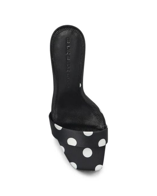 Black Suede Studio Black Naomi Polka-Dot Satin Sandals