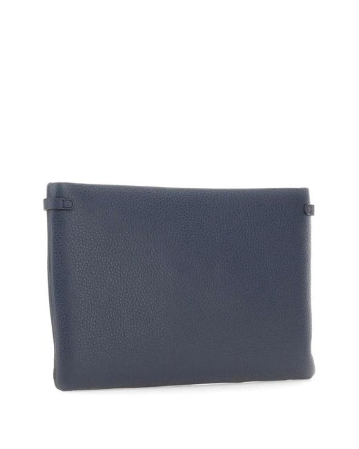 Gianni Chiarini Blue Hermy Hammered Leather Clutch Bag