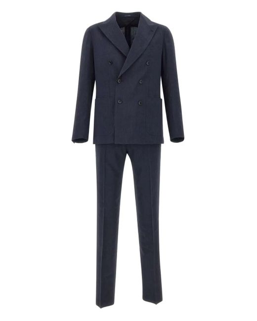 Tagliatore Blue Brooch-Detail Suit for men