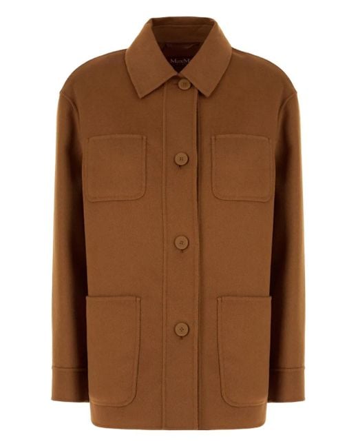 Max Mara Brown Button-Fastening Patch-Pocket Jacket