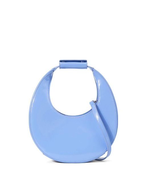 Staud Blue Mini Moon Leather Tote Bag
