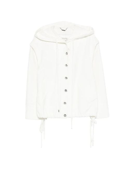 Blumarine White Hooded Bouclé Jacket