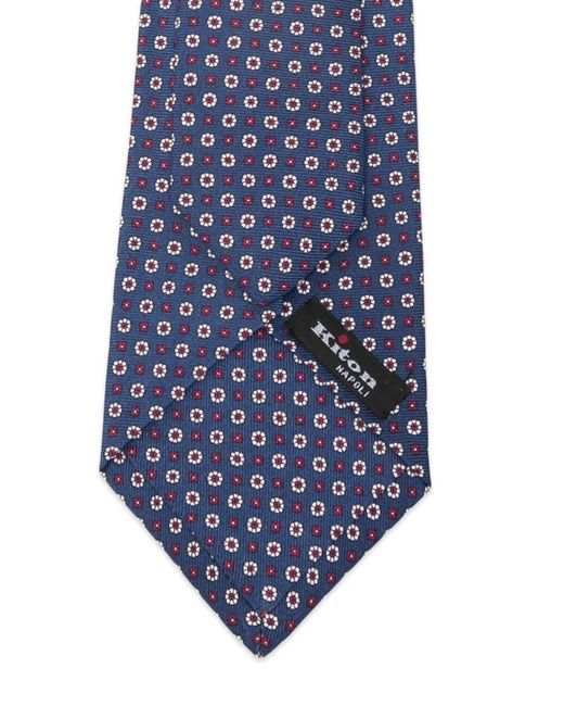 Kiton Blue Geometric-Pattern Tie for men