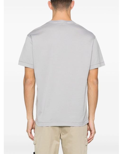 T-shirt en coton à logo appliqué Stone Island pour homme en coloris White