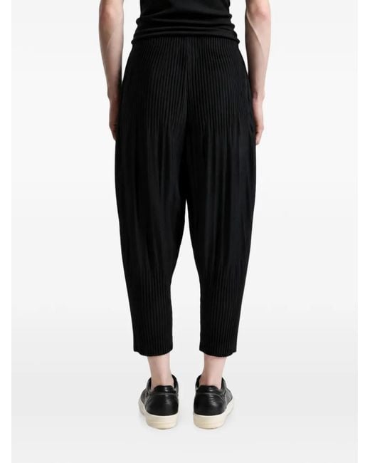 Homme Plissé Issey Miyake Gray Pleated Cropped Trousers for men