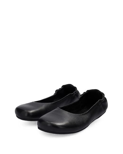 Groundies Black Elasticated Leather Ballet Flats