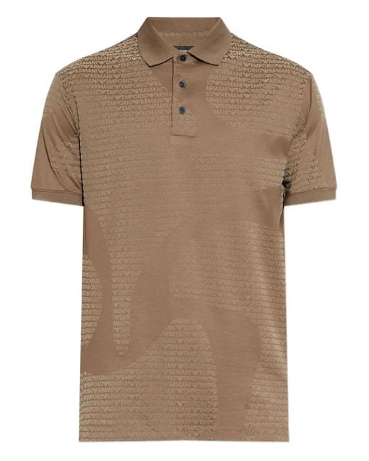 Emporio Armani Brown Logo-Embossed Polo Shirt for men