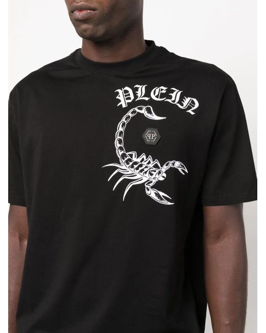 Philipp Plein Black Chest Logo-Print Detail T-Shirt for men