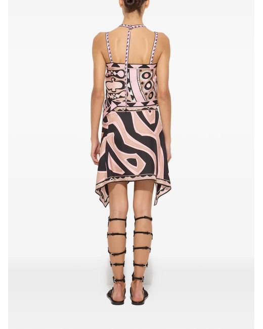 Emilio Pucci White Labirinto Print Silk Scarf Skirt