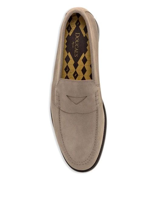 Doucal's Brown Penny-Slot Suede Loafers for men