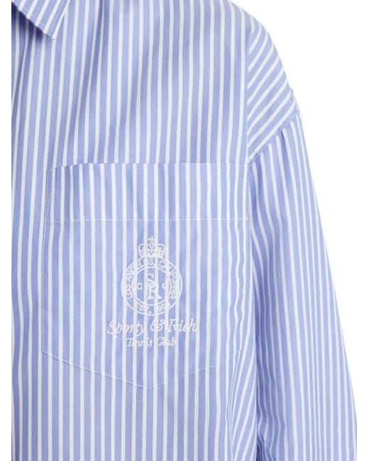 Sporty & Rich Blue Striped Embroidered Shirt