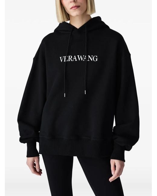 Vera Wang Black Hoodie Oversize À Logo Imprimé