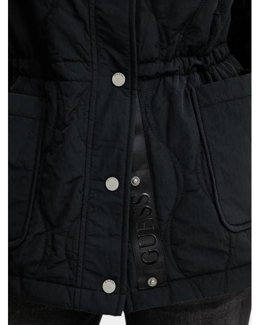 Guess Black Quilted Drawstring Jacket