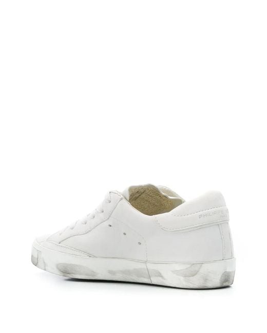 Philippe Model White Prsx Low-Top Leather Sneakers