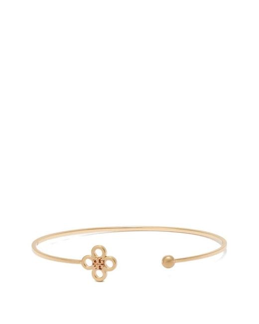Tory Burch White Forget Me Not Open Cuff Bracelet