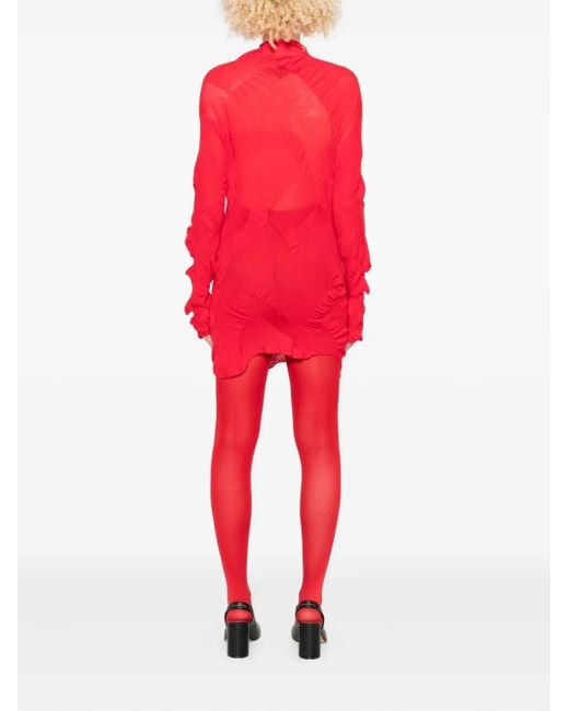 Yohji Yamamoto ロングスリーブ ギャザードレス Red