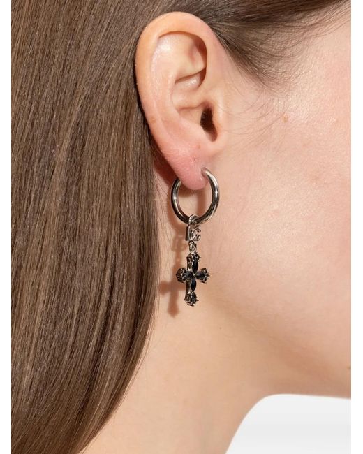Dolce & Gabbana White Cross-Pendant Earrings
